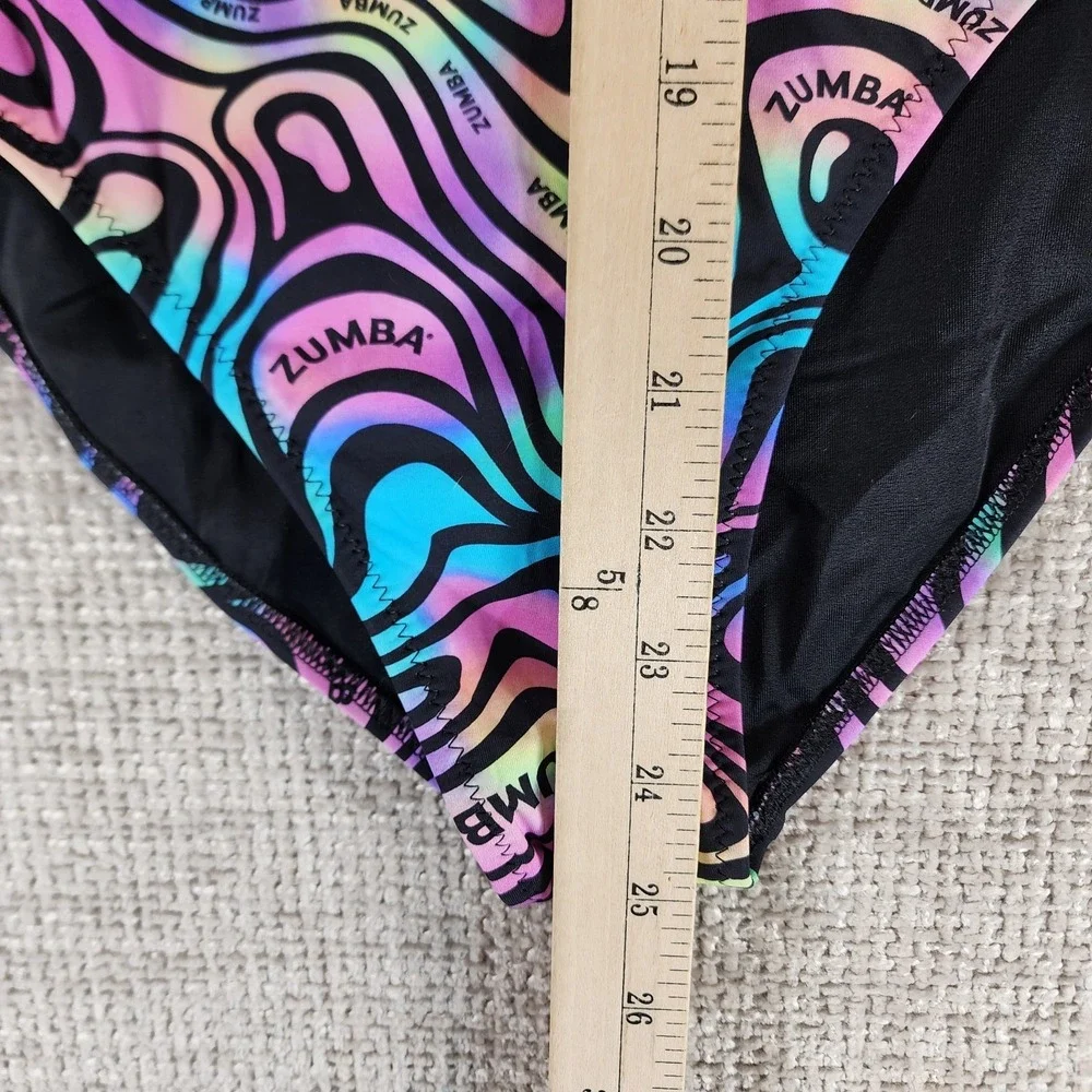 Zumba Swim One Piece Swimsuit Womens Small Multicolor‎ Swirl Lined Shelf Bra NWT